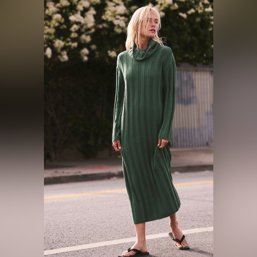 Free People Green Wanda Sweater Dress